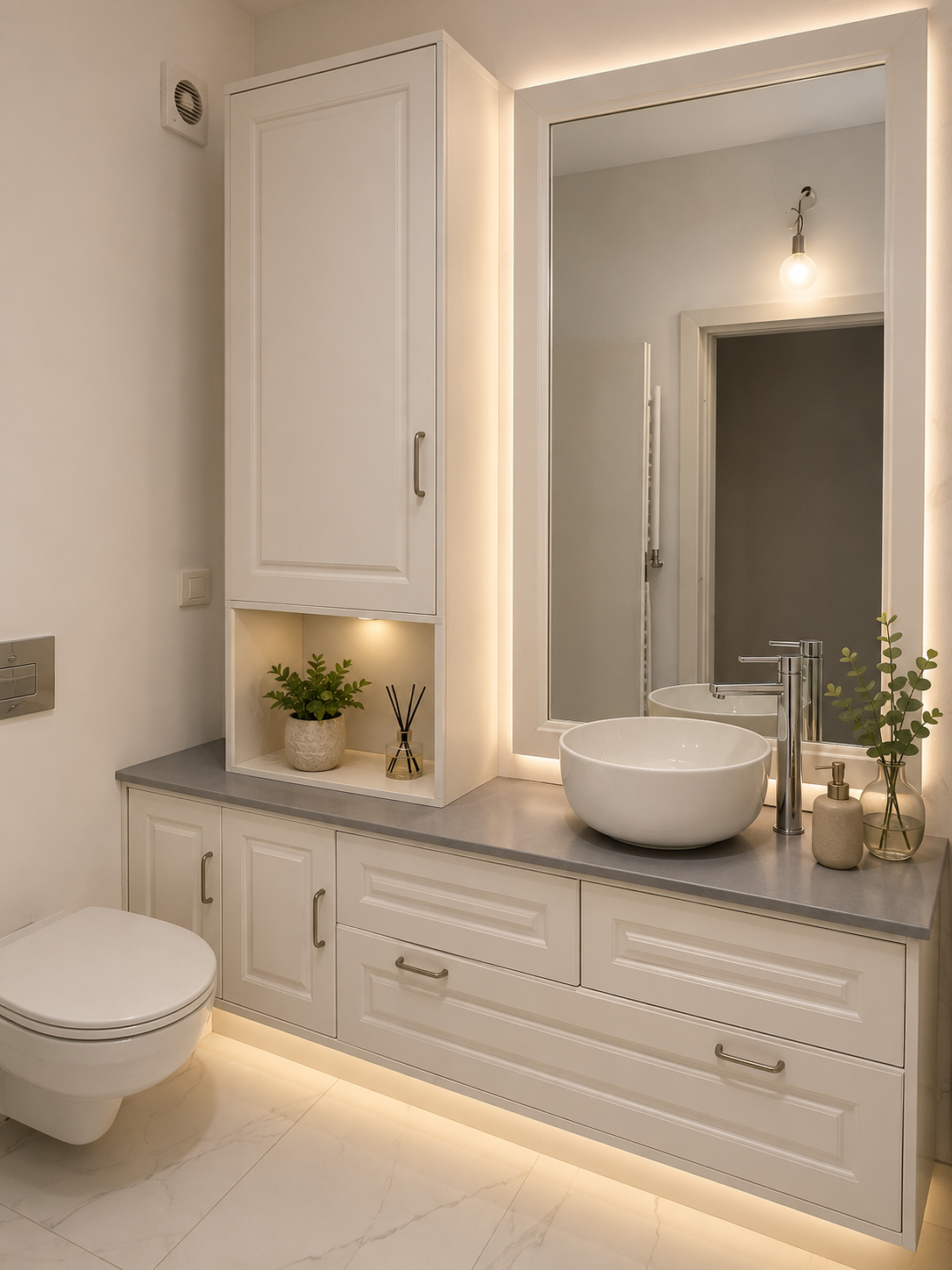 Mobilier baie — MDF vopsit, tratat antiumiditate